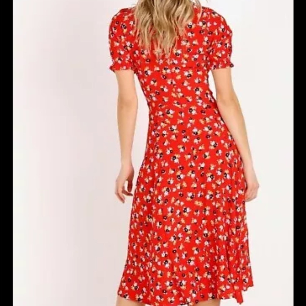 Faithfull The Brand Jasmine Red Ari Floral Midi Dress Sz 4 - Picture 6 of 11